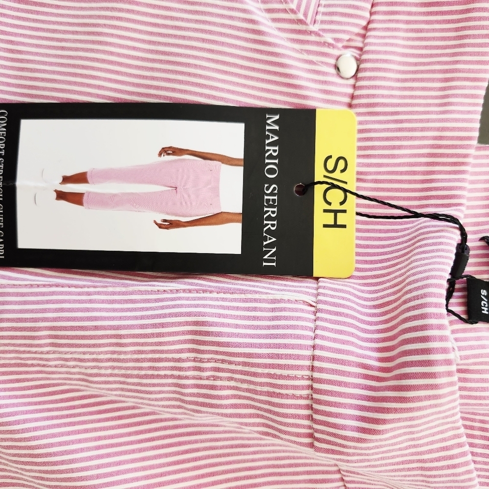 Mario Serrani Pink and White Striped Pants Size Small - Picture 3 of 3